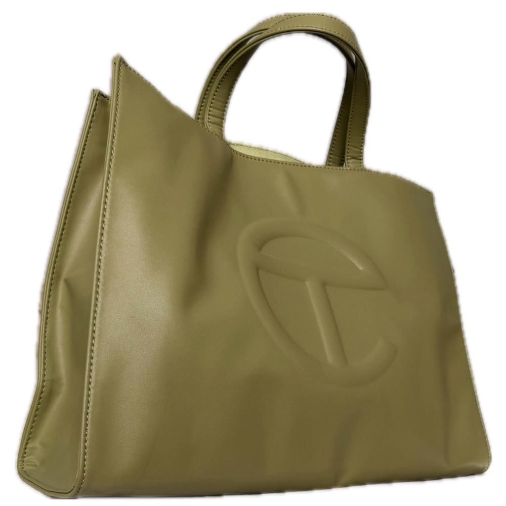 Telfar Olive Green Embossed Shopping Tote
